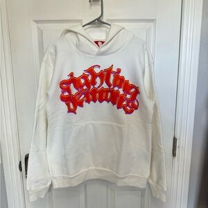 VLONE White Hoodie with Red and Orange Graphic